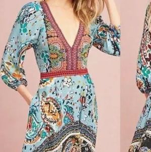 ♥️ Anthropologie Akemi & Kin Blue Beaded Dress Size 4P Petite